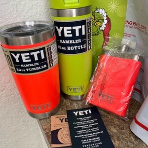 New YETI solar flare flask & matching tumbler or Charause rambler bottle Set